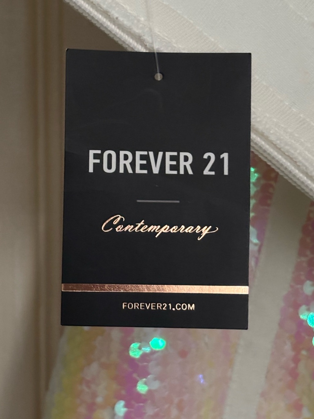 Forever 21 iridescent pink white sequin strapless bodycon mini dress - Picture 7 of 9